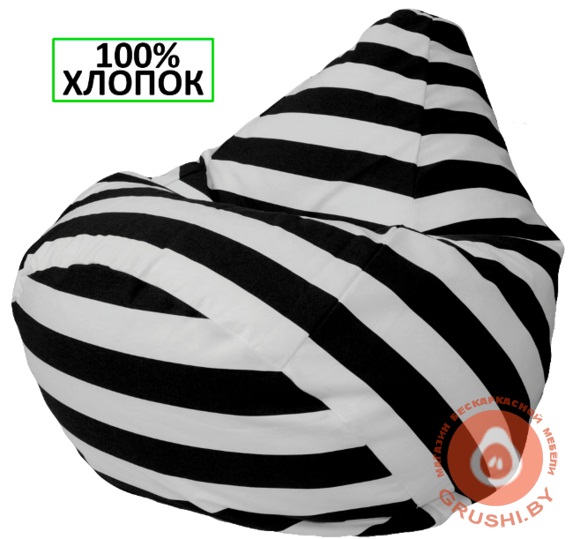 Бескаркасное кресло мешок груша Maxi "Чёрный Полосатик"