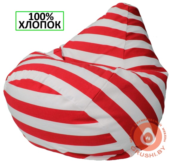 Бескаркасное кресло мешок груша Maxi "Красный Полосатик"
