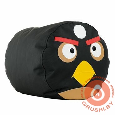 Бескаркасное кресло пуфик Птичка Чёрная