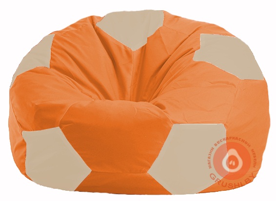 Бескаркасное кресло-мешок Мяч оранжевый - светло-бежевый М 1.1-207