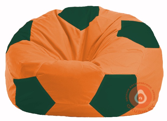 Бескаркасное кресло-мешок Мяч оранжевый - тёмно-зелёный  М 1.1-212