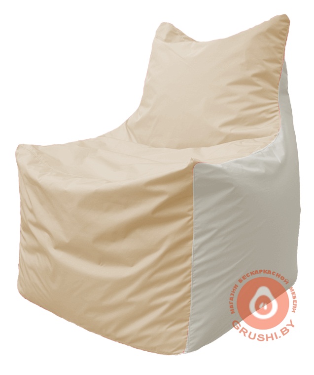 Бескаркасное кресло мешок Фокс Ф 21-152 (светло-бежевый - белый)