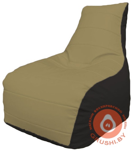 Бескаркасное кресло мешок "Бумеранг" чёрный - тёмно-бежевый