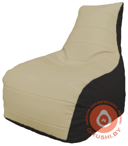 Бескаркасное кресло мешок "Бумеранг" чёрный - светло-бежевый