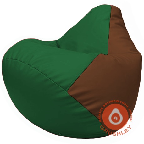 Бескаркасное кресло мешок Груша зелёный, коричневый Г2.3-0107