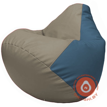 Бескаркасное кресло мешок Груша светло-серый, синий Г2.3-0203