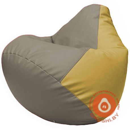Бескаркасное кресло мешок Груша светло-серый, охра Г2.3-0208