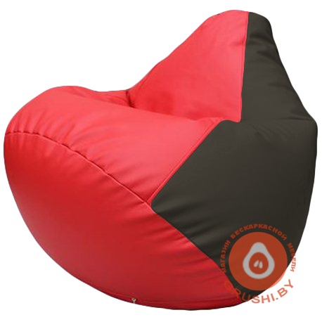 Бескаркасное кресло мешок Груша красный, чёрный Г2.3-0916
