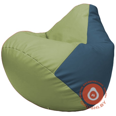 Бескаркасное кресло мешок Груша оливковый, синий Г2.3-1903