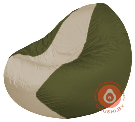 Бескаркасное кресло мешок Classic тёмно-оливковый - светло-бежевый К 2,1-111