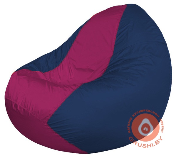 Бескаркасное кресло мешок Classic тёмно-синий - фуксия К 2,1-120