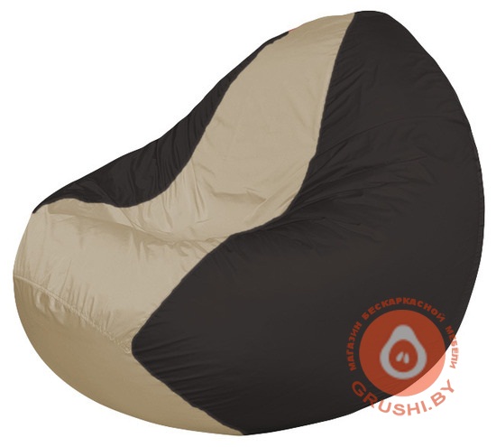 Бескаркасное кресло мешок Classic чёрный - светло-бежевый К 2,1-131