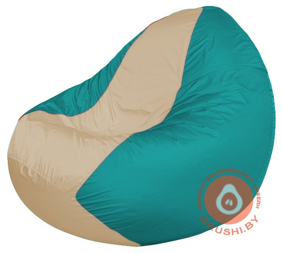 Бескаркасное кресло мешок Classic бирюзово - светло-бежевое К 2,1-143