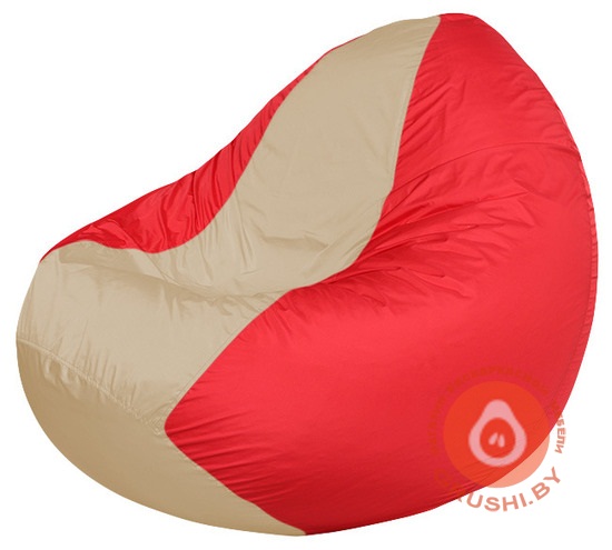 Бескаркасное кресло мешок Classic красно - светло-бежевое К 2,1-154