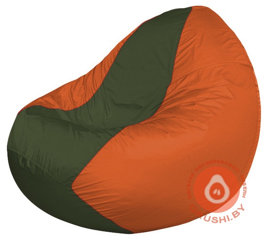 Бескаркасное кресло мешок Classic оранжево - тёмно-оливковое К 2,1-163
