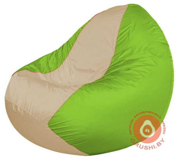 Бескаркасное кресло мешок Classic салатовый - светло-бежевый К 2,1-179
