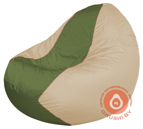 Бескаркасное кресло мешок Classic светло-бежевый - оливковый К 2,1-187