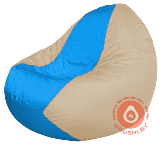 Бескаркасное кресло мешок Classic светло-бежевый - голубой К 2,1-190