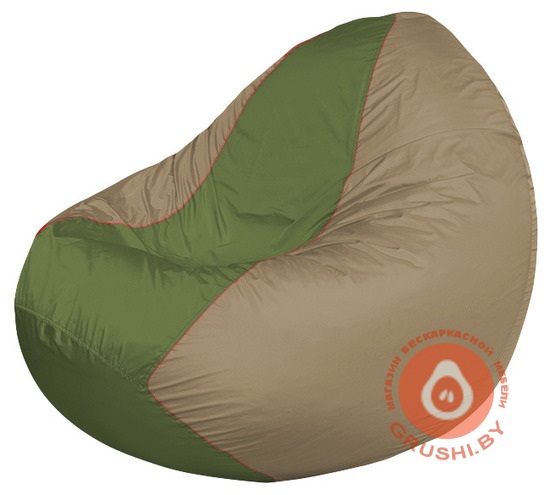 Бескаркасное кресло мешок Classic тёмно-бежевый - оливковый К 2,1-214