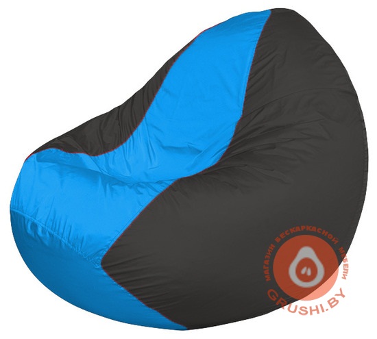 Бескаркасное кресло мешок Classic тёмно-серый - голубой К 2,1-222