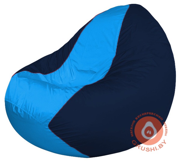 Бескаркасное кресло мешок Classic тёмно-синий - голубой К 2,1-229