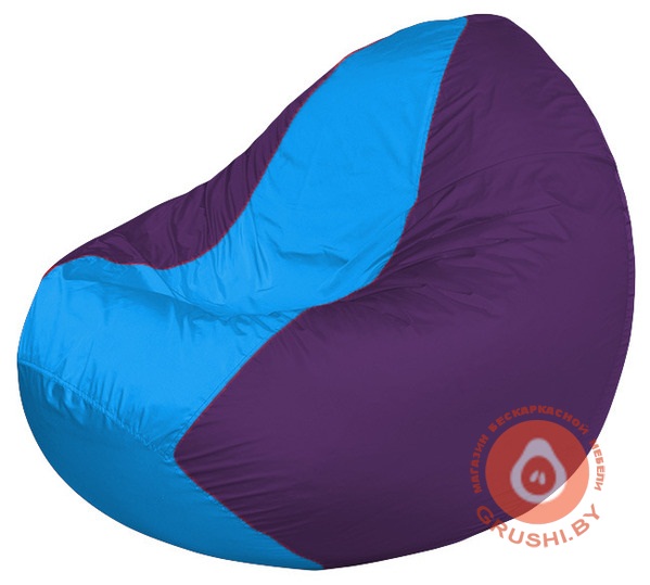 Бескаркасное кресло мешок Classic фиолетово-голубое К 2,1-231