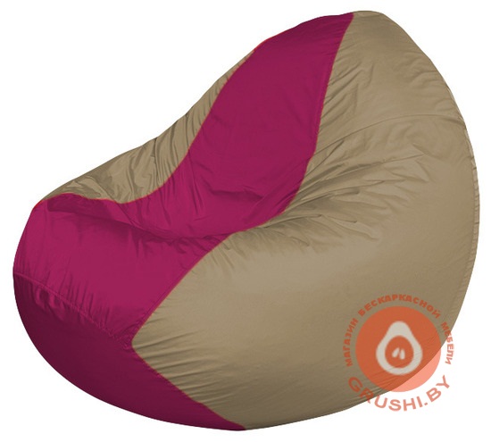 Бескаркасное кресло мешок Classic бежевый - фуксия К 2,1-35