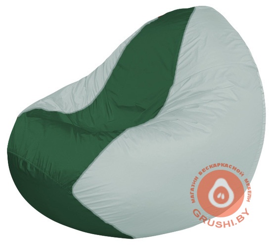 Бескаркасное кресло мешок Classic бело-зелёное К 2,1-39