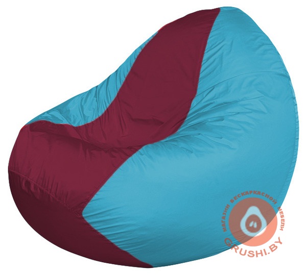Бескаркасное кресло мешок Classic голубой - бордовый К 2,1-51