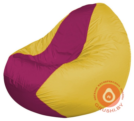 Бескаркасное кресло мешок Classic жёлтый - фуксия К 2,1-57