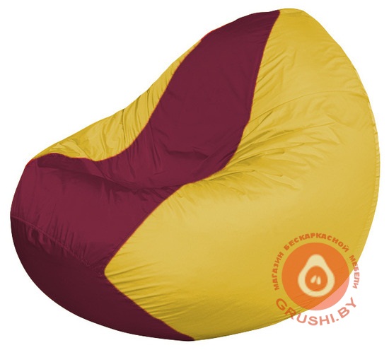 Бескаркасное кресло мешок Classic жёлто-бордовое К 2,1-59