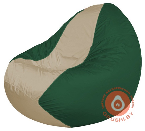 Бескаркасное кресло мешок Classic зелёный - светло-бежевый К 2,1-62