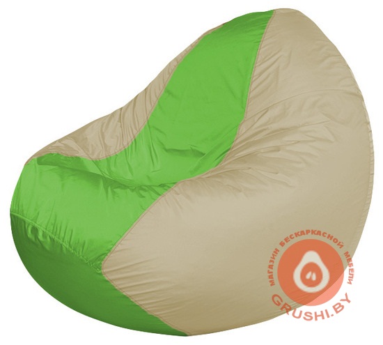 Бескаркасное кресло мешок Classic светло-бежевый - салатовый К 2,1-83