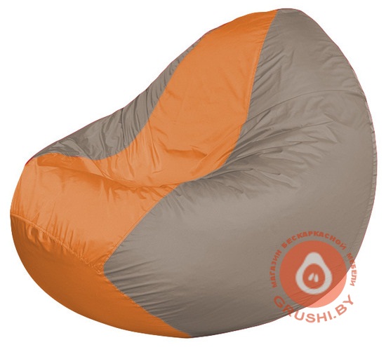 Бескаркасное кресло мешок Classic светло-серый - оранжевый К 2,1-88