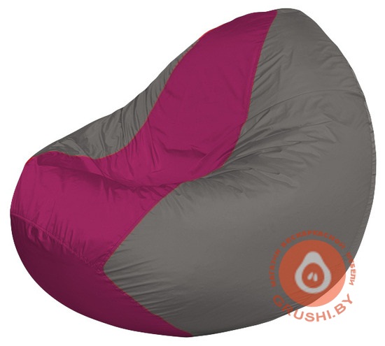 Бескаркасное кресло мешок Classic серый - фуксия К 2,1-99