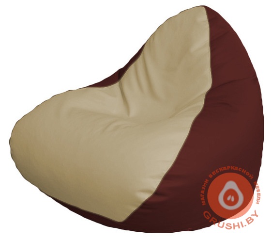 Бескаркасное кресло мешок Relax бежево-бордовое P 2,3-47