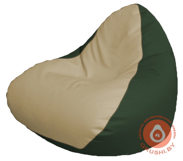 Бескаркасное кресло мешок Relax бежево-зелёное P 2,3-49