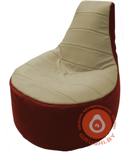 Бескаркасное кресло-мешок "Трон" красный - светло-бежевый