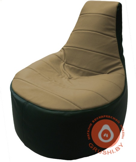 Бескаркасное кресло-мешок "Трон" зелёный - тёмно-бежевый