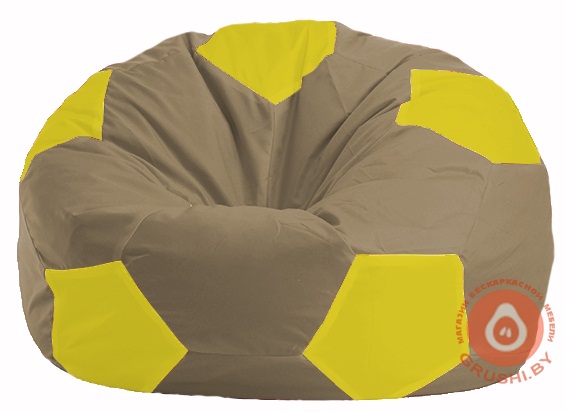 Бескаркасное кресло-мешок Мяч бежевый - жёлтый М 1.1-95