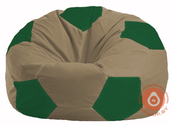 Бескаркасное кресло-мешок Мяч бежевый-зелёный М 1.1-94