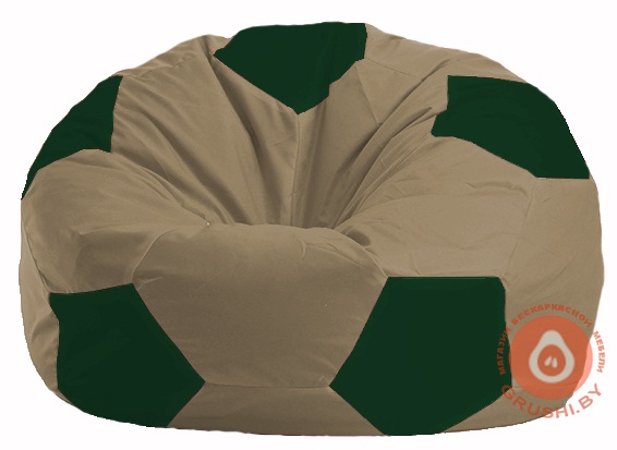 Бескаркасное кресло-мешок Мяч бежевый - тёмно-зелёный М 1.1-83