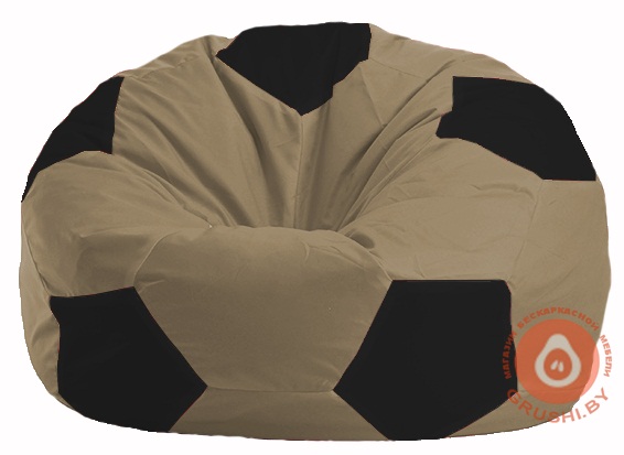 Бескаркасное кресло-мешок Мяч бежевый - чёрный М 1.1-77