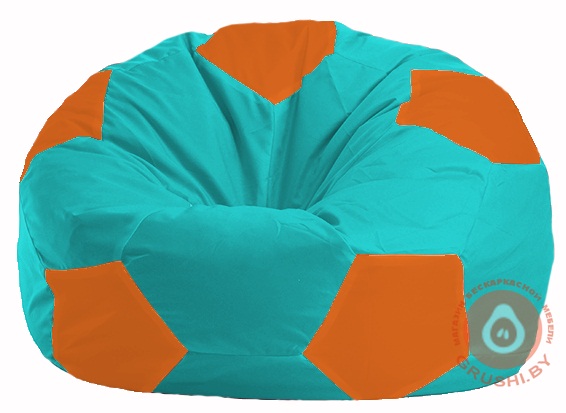 Бескаркасное кресло-мешок Мяч бирюзовый - оранжевый М 1.1-296