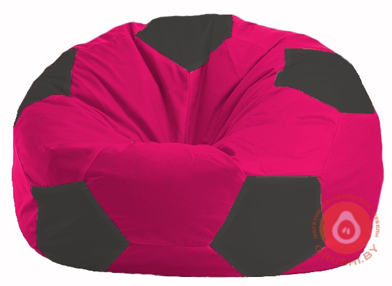 Бескаркасное кресло-мешок Мяч малиновый - чёрный М 1.1-381