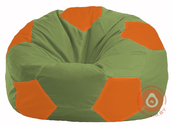 Бескаркасное кресло-мешок Мяч оливковый - оранжевый М 1.1-227