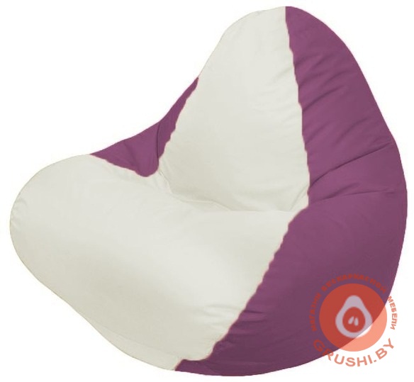 Бескаркасное кресло мешок Relax бело-бордовое