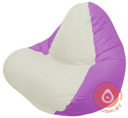 Бескаркасное кресло мешок Relax бело-сиреневое