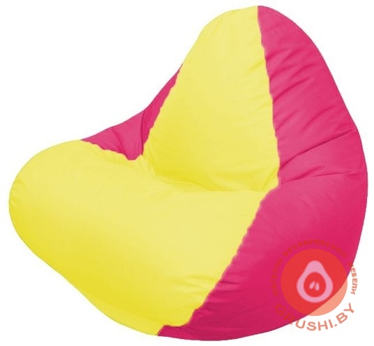Бескаркасное кресло мешок Relax жёлтый - фуксия