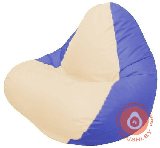 Бескаркасное кресло мешок Relax слоновая кость - васильковый